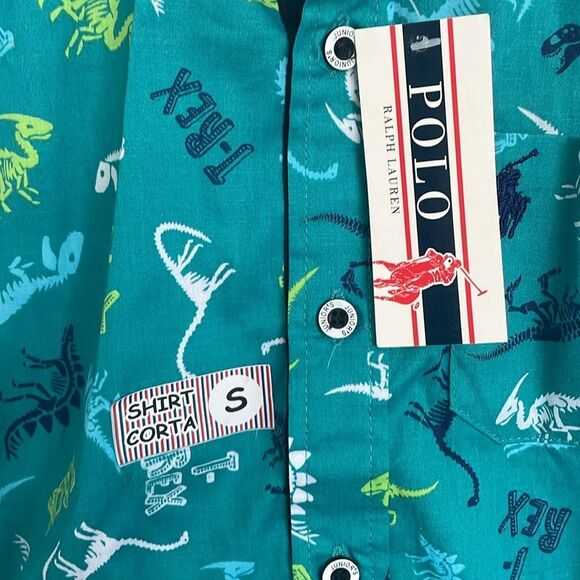 Polo by Ralph Lauren Teal dinosaur Shirt boys 4T - Picture 2 of 5